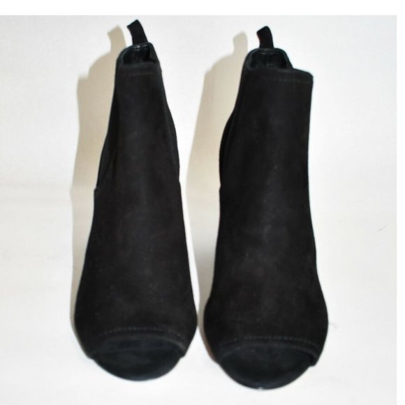 $450 TORY BURCH Gemma Open Toe Bootie BLOCK BLACK SUEDE 6 (SE14) - Picture 4 of 8